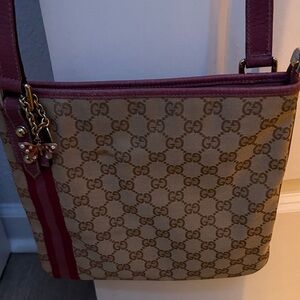 Gucci Beige and Burgundy Shoulder Bag